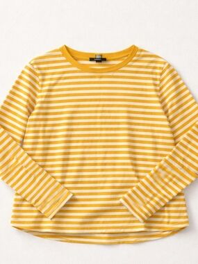 Forever 21 Yellow & White Striped Long-Sleeve Tee